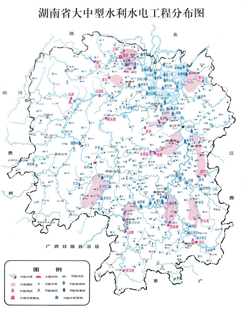 湖南大中型水利水电工程分布图