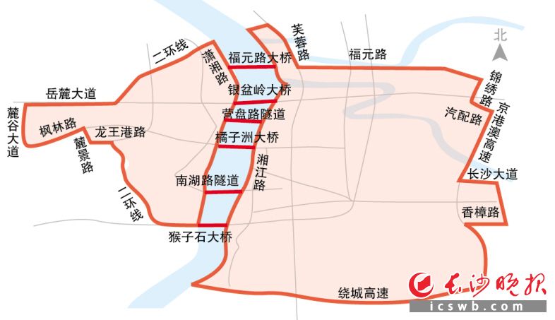 长沙市区禁摩区域制图/王斌