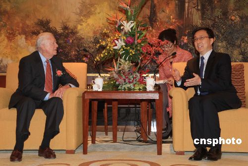  上海市长 韩正会见美国前总统卡特一行(图)