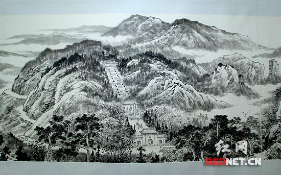 震憾!108米《八百里南岳衡山全图》长沙开展(图)