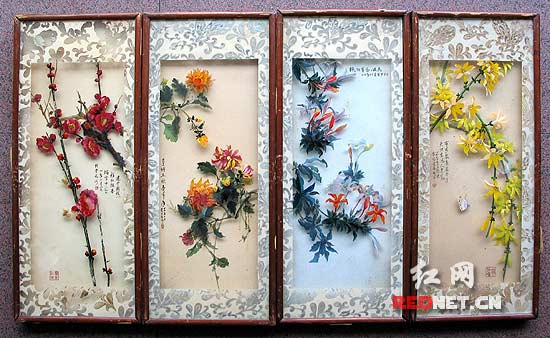 驱鼠惊现大师真迹 吴冠中花卉四条屏 露脸 长沙