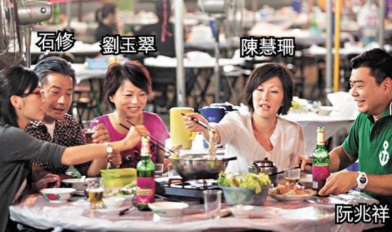 陈慧珊前晚和石修,刘玉翠及阮兆祥等在大牌档拍打边炉戏份.