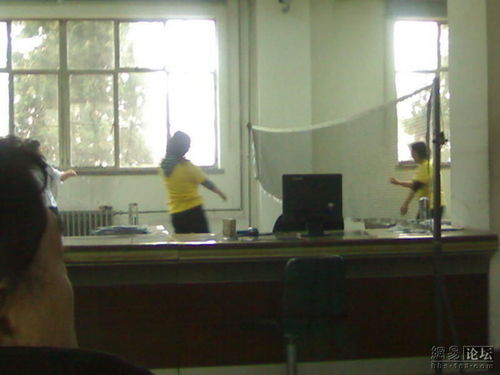 天津社保人员在办事大厅内打排球(组图)