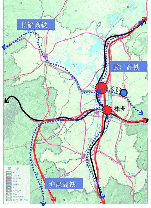 高铁线路在长沙汇集图