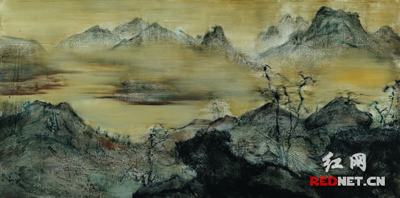 李奇安创作的布面油画《山NO.30》。