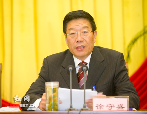 湖南省委副书记、省长徐守盛向大会作《中共湖南省委关于学习贯彻党的十八大精神进一步开创科学发展富民强省新局面的意见》的说明。