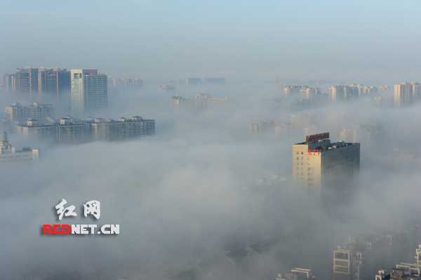 只有一些高层建筑露出上面部分。