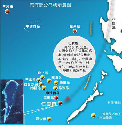 　根据公开报道和资料整理，图示中各岛礁属于南沙群岛，行政管辖属中国海南省三沙市，我国对其拥有无可争辩的主权。