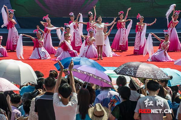 歌手雷佳为家乡人民高声献歌。