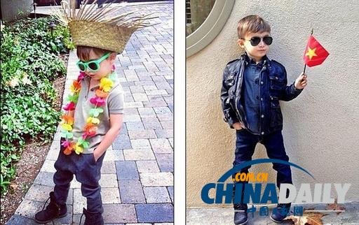 美国5岁男孩穿着时尚爱拍照爱分享 引领网络炫酷风