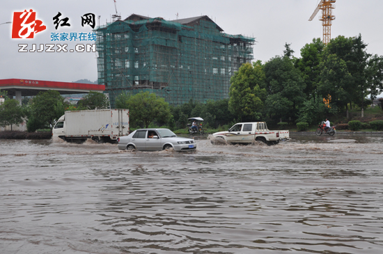 连日暴雨  张家界市城区积水现“看海”场景（组图）