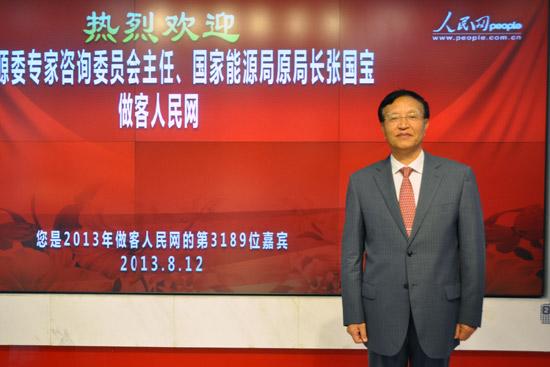 国家能源委专家咨询委员会主任、国家能源局原局长张国宝做客人民网强国论坛 人民网 房爽摄