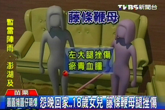 被18岁女儿藤条抽打 台女子怕女儿失控咬牙隐忍