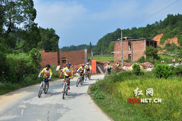 在乡间公路上的骑行让车队都加快了速度。