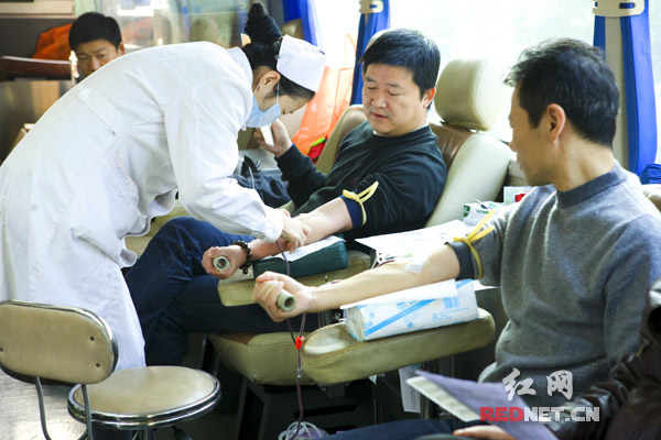 地税干部们正在献血