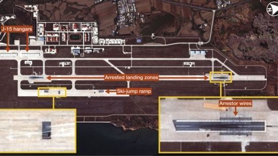 卫星图曝光中国航母载机基地 含两套起降设施