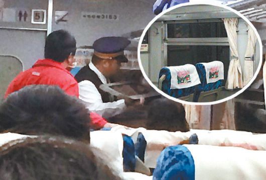 台湾一火车透气窗脱落 砸伤乘客脚(图)