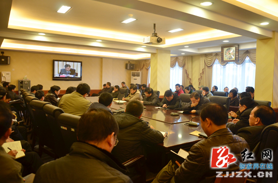 张家界市组织收看党的群众路线教育实践活动电视电话会议