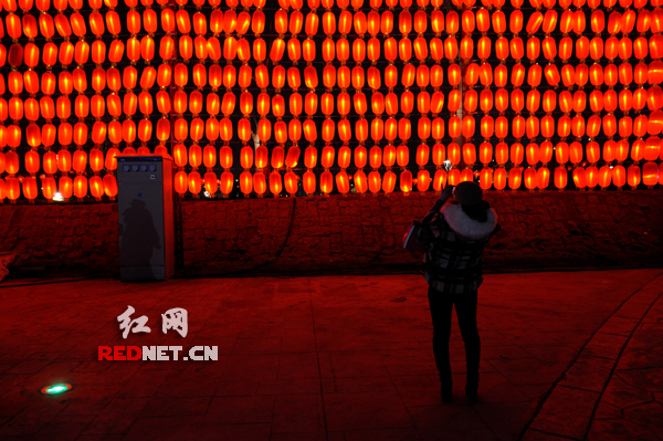 一位游客正在用手机留影。