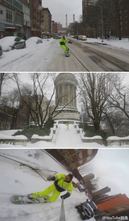 [视频]超酷纽约街头滑雪