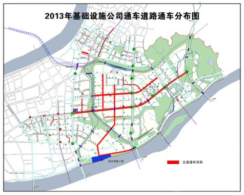 2013年湘潭高新区新路网图（红色区域为新修道路）