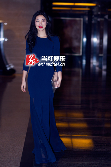 朱珠 蓝色长裙典雅女神