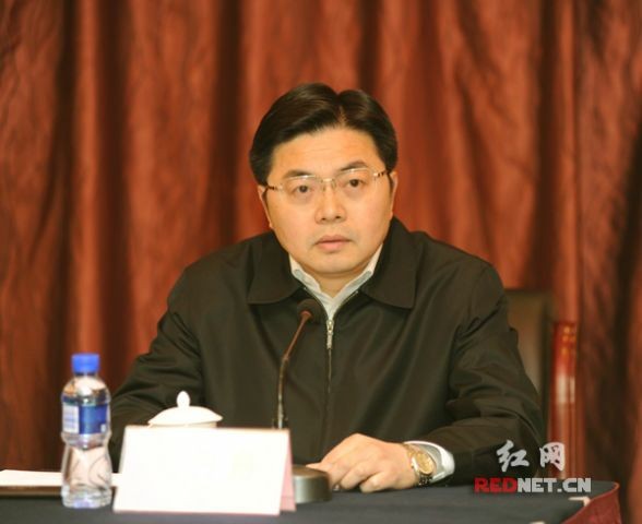 湖南省重点办主任傅丹舟作工作报告，总结回顾了2013年全省重点建设工作。章尧摄
