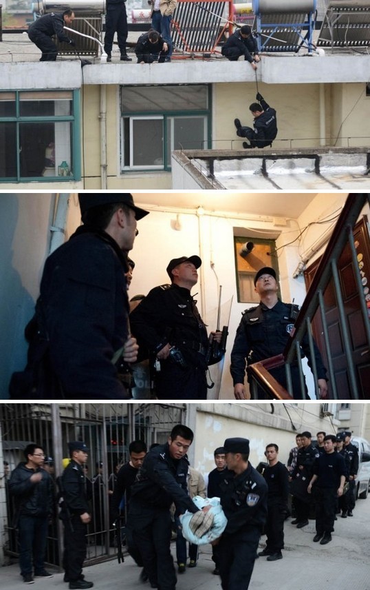 合肥一男子吸毒后持刀劫持女子 组图