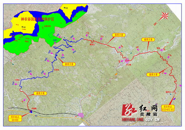 炎陵县旅游环线示意图