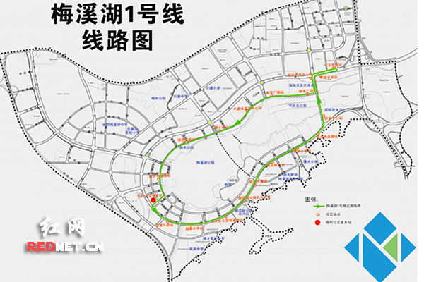 长沙梅溪湖首条穿梭巴士运营 远期将延伸至汽车西站