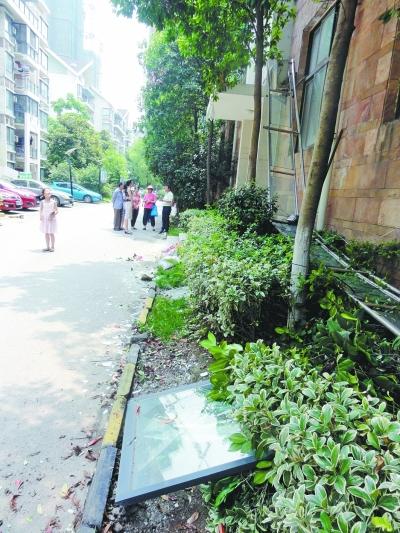 一扇玻璃窗落在爆炸的202室阳台下。