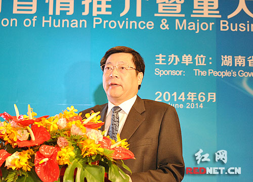 湖南省委副书记、省长杜家毫在会上致辞并作省情推介。