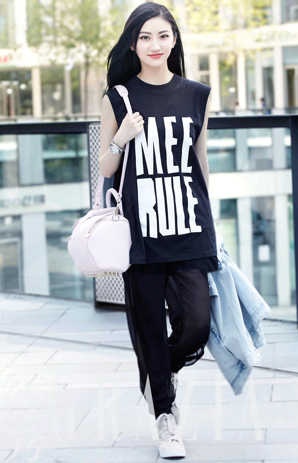 景甜夏日时髦俏装扮 干净清纯如邻家女孩(图)