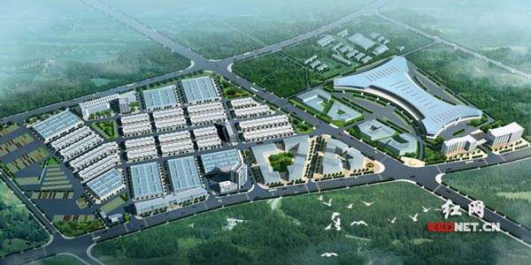 湖南物流总部鸟瞰效果图。