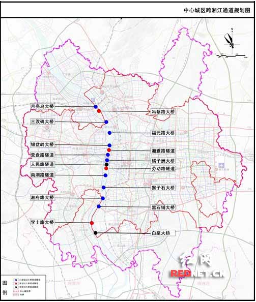 中心城区跨湘江通道规划图。