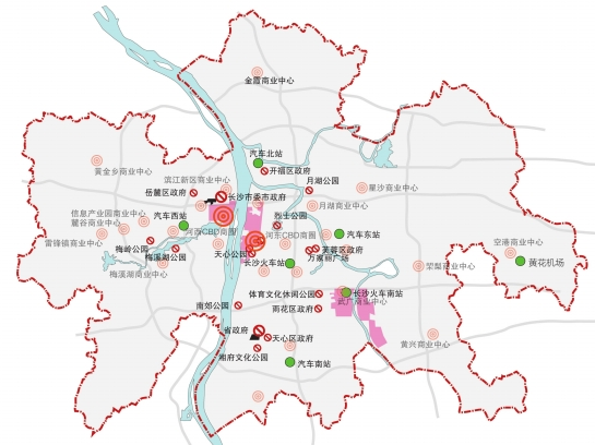 长沙市户外广告重要节点和控制布局规划图