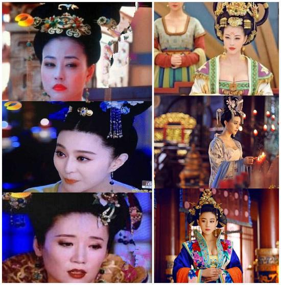 热播剧《武媚娘传奇》镜头对比图(左侧为复播)