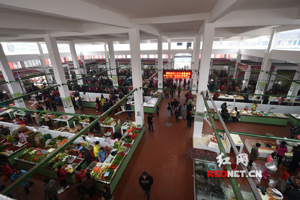 衡南县泉湖二月八农贸市场1月27日正式开业，人气爆棚。 陆元连 摄