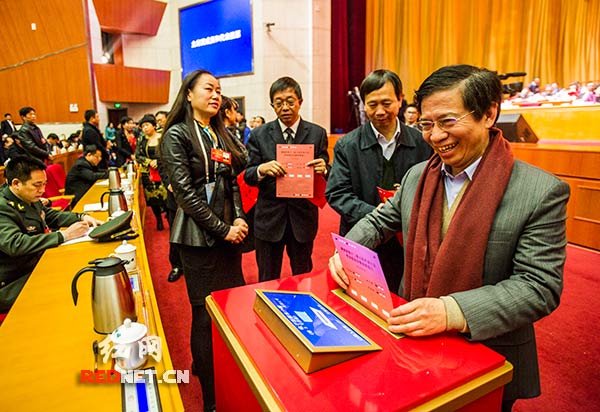 全体人大代表进行无记名投票，补选湖南省人大常委会副主任和委员。