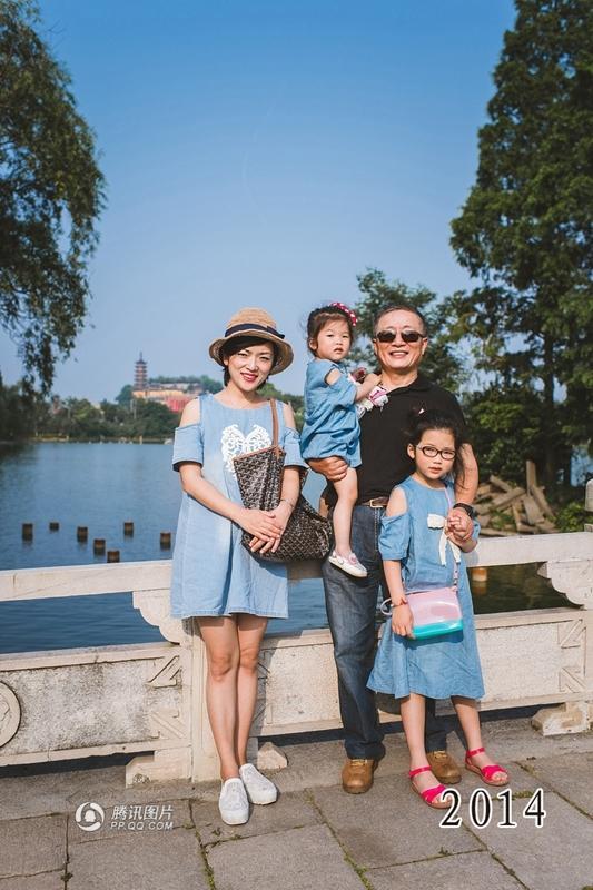 江苏镇江一对父女连续35年同地点拍照留影(组图) 
