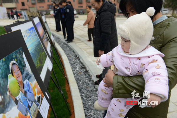 市民在欣赏摄影作品。