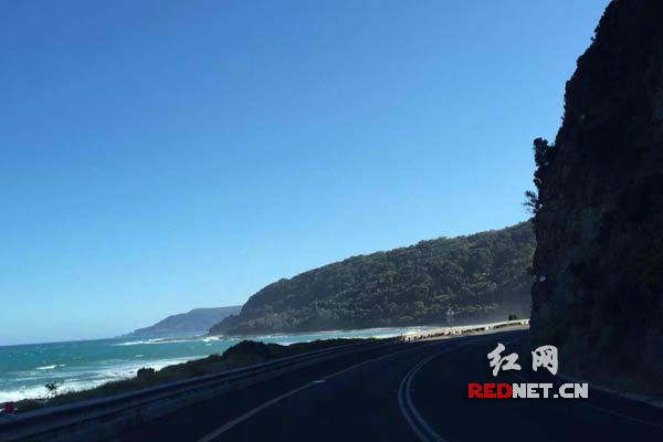 Great Ocean Road，一边是青山