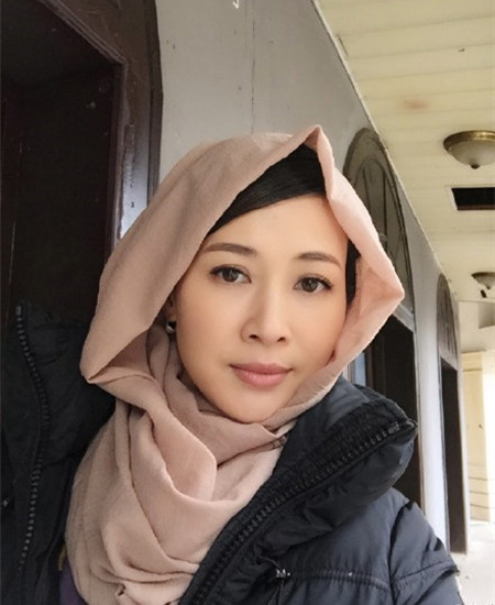 童蕾纱巾包头
