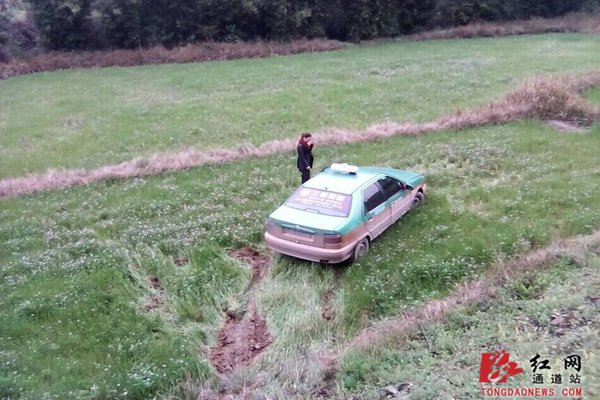 确定乘客没有受伤后,司机打电话呼叫吊车来帮忙