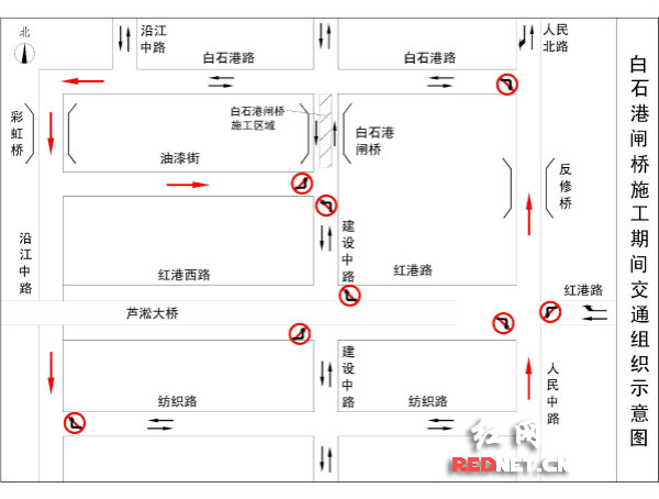 石港闸桥施工期间交通组织示意图