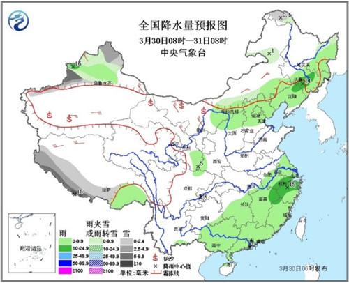华北黄淮局地有暴雨甘肃内蒙等地有扬沙或浮尘天气
