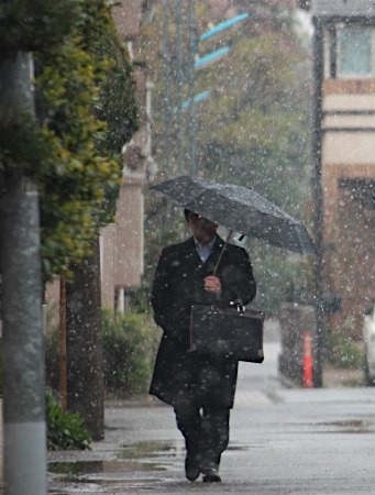 东京时隔5年在4月降春雪天气寒冷有如冬季（图）