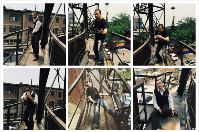 黄觉与友人片场上演搞怪情景剧