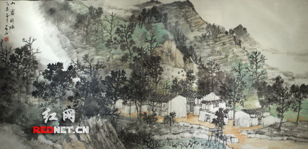 《山寨新绿》（中国画）王金石作