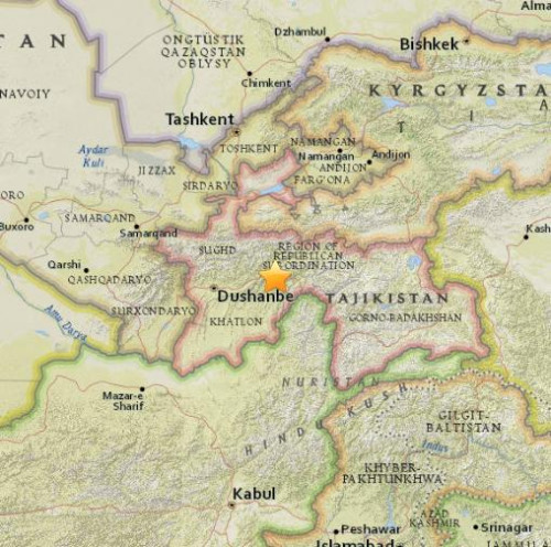 塔吉克斯坦发生5.5级地震震源深度11.2公里